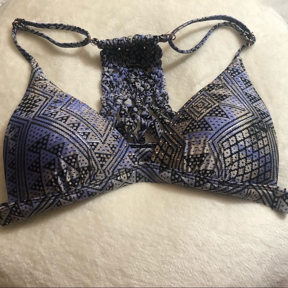 purple detail triangle bikini top